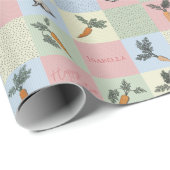 Happy Easter Rabbit & Carrot Square Pattern Geschenkpapier (Rolleneckpunkt)