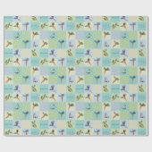 Happy Easter Rabbit & Carrot Squares Blue Pattern Geschenkpapier (Flach)