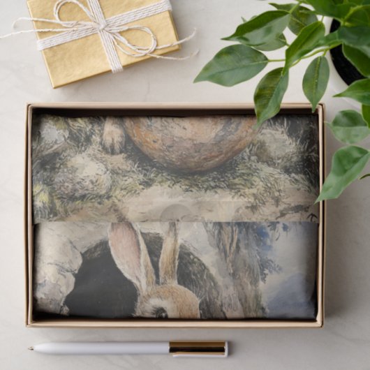 Happy Easter Rabbit mit farbigen Eiern Seidenpapier (Geschenk)
