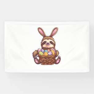 Happy Easter Rabbit Ostereier Basket Sloth Easte Banner