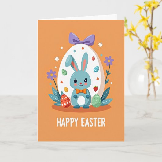 Happy Easter Rabbit Scene Card Karte (Gelbe Blume)