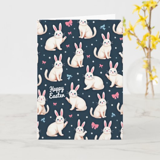 Happy Easter Rabbits Pattern Card Karte (Gelbe Blume)