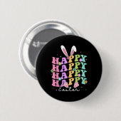 Happy Easter Redewendungen Ei Groovy Bunny Rabbit Button (Vorne & Hinten)