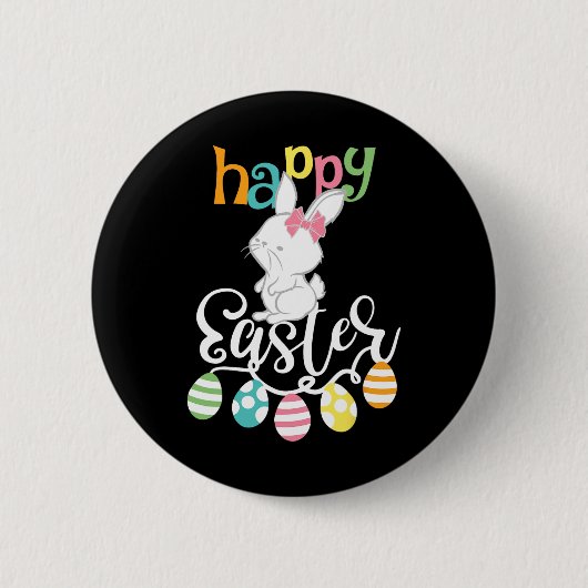 Happy Easter Redewendungen Ei Groovy Bunny Rabbit Button (Vorderseite)