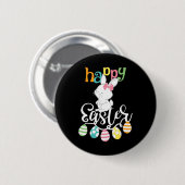 Happy Easter Redewendungen Ei Groovy Bunny Rabbit Button (Vorne & Hinten)