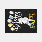 Happy Easter Redewendungen Ei Groovy Bunny Rabbit Fleecedecke (Vorderseite (Horizontal))