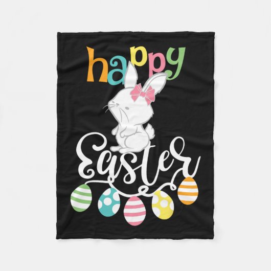Happy Easter Redewendungen Ei Groovy Bunny Rabbit Fleecedecke (Vorderseite)