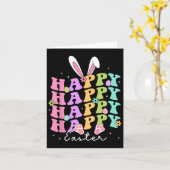 Happy Easter Redewendungen Ei Groovy Bunny Rabbit  Karte (Gelbe Blume)