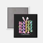 Happy Easter Redewendungen Ei Groovy Bunny Rabbit  Magnet (Vorderseite/Rückseite)