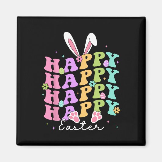 Happy Easter Redewendungen Ei Groovy Bunny Rabbit  Magnet (Vorne)