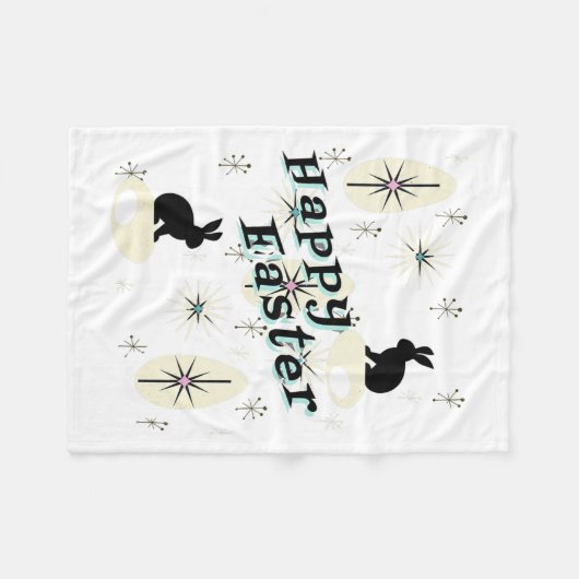Happy Easter Retro Mitte Jahrhundert Moderner Stil Fleecedecke (Vorderseite (Horizontal))