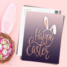 Happy Easter Rose Gold Glitzer Ferienkarte Feiertagspostkarte