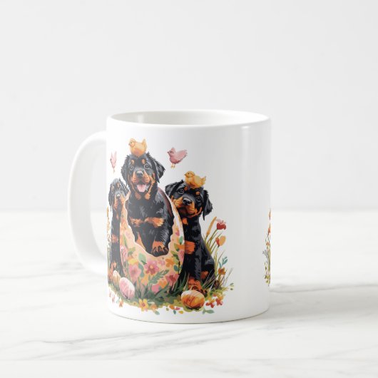 Happy Easter Rottweiler Dogs Kaffeetasse (Vorderseite Links)