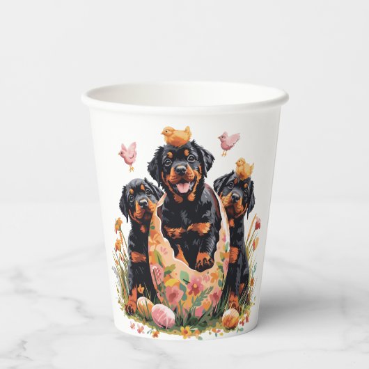 Happy Easter Rottweiler Dogs Pappbecher (Rückseite)