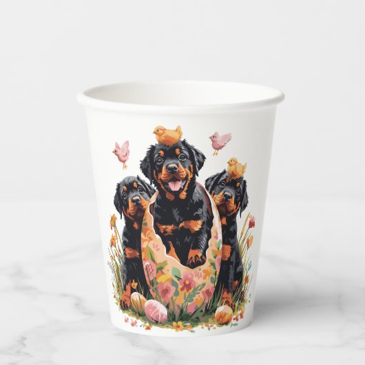 Happy Easter Rottweiler Dogs Pappbecher (Vorderseite)
