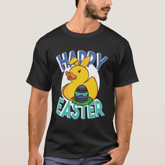 Happy Easter Rubber Duck Bunny Ears Easter Eggs cu T-Shirt (Vorderseite)