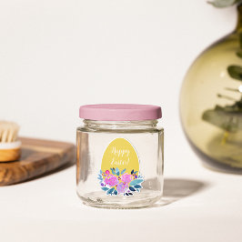 Happy Easter rustikale karierte Blumenorange Ei Aufkleber