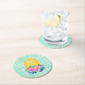 Happy Easter rustikale karierte Blumenorange Ei Runder Pappuntersetzer (Vor Ort)