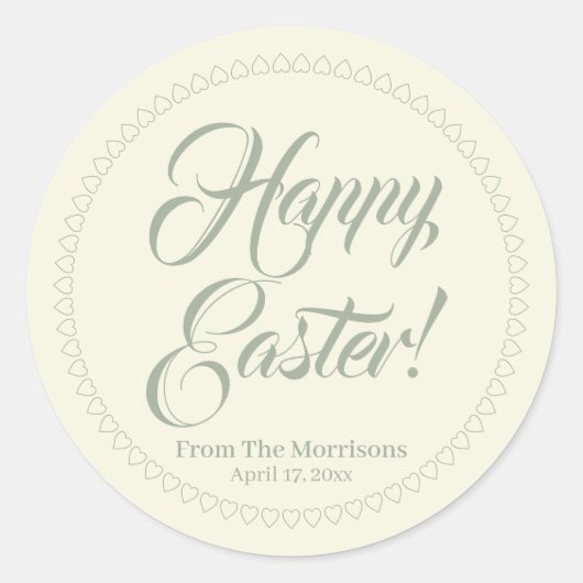 Happy Easter Salbei-Pulsgrenze-Skript Runder Aufkleber (Vorderseite)