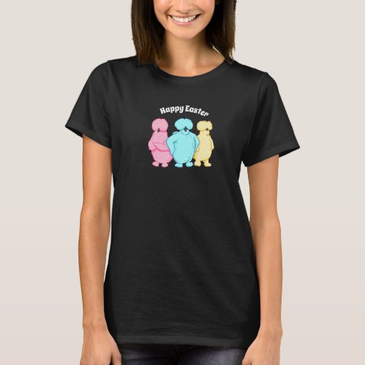 Happy Easter Sassy Silkie Chickens Drei Pastelgrab T-Shirt (Vorderseite)