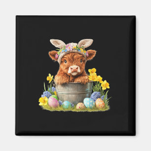 Happy Easter Scottish Cow Niedlich Heifer Cow Farm Magnet