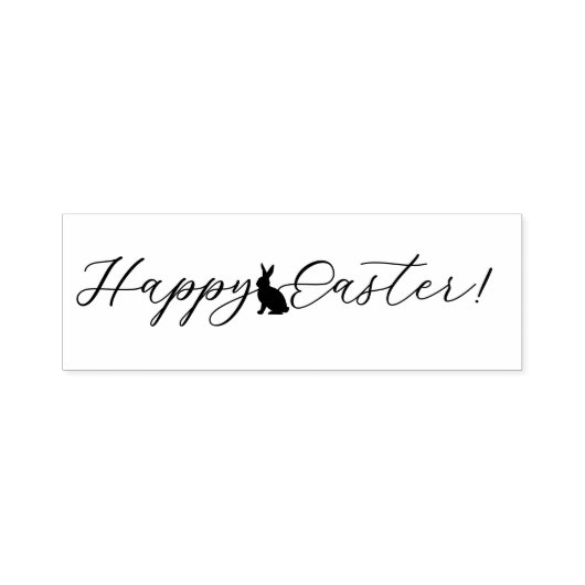Happy Easter Script Text With Bunny Silhouette Permastempel (Design)