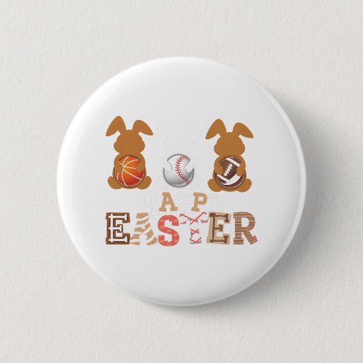 Happy Easter Sell Footll Sketch Bunny Rabbit Boys Button (Vorderseite)