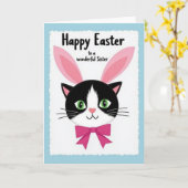 Happy Easter Sister Cat Card Karte (Gelbe Blume)