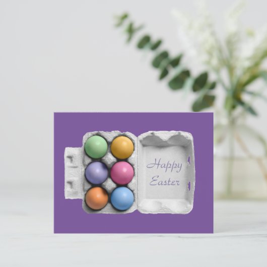 Happy Easter Six Pack Colorful Ostereier Postkarte (Stehend Vorderseite)