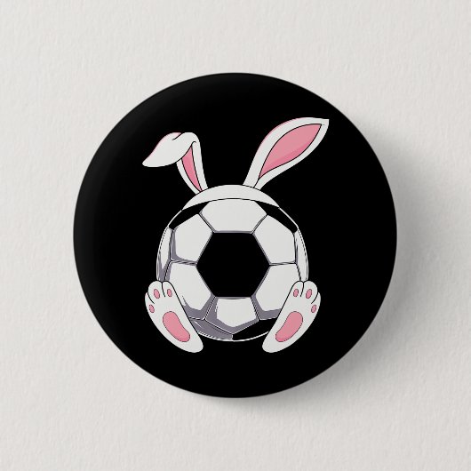Happy Easter Soccer Bunny Ears Funny Egg Boys Button (Vorderseite)