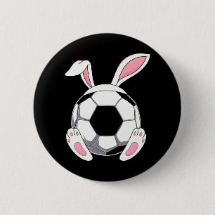 Happy Easter Soccer Bunny Ears Funny Egg Boys Button