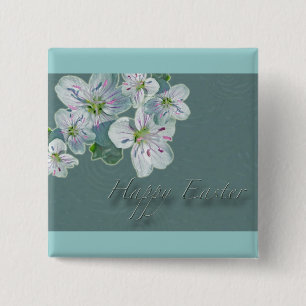 Happy Easter Spring Beauty Wildblume Button