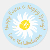 Happy Easter Spring blass blauer, niedlicher Disse Runder Aufkleber (Vorderseite)