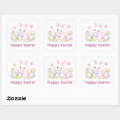 Happy Easter Spring Design - Cute Easter Bunny  Quadratischer Aufkleber (Blatt)
