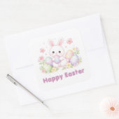Happy Easter Spring Design - Cute Easter Bunny  Quadratischer Aufkleber (Umschlag)