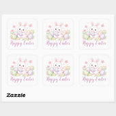 Happy Easter Spring Design - Cute Easter Bunny  Quadratischer Aufkleber (Blatt)