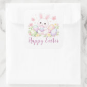 Happy Easter Spring Design - Cute Easter Bunny  Quadratischer Aufkleber (Tasche)