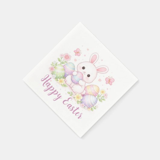 Happy Easter Spring Design - Cute Easter Bunny  Serviette (Ecke)