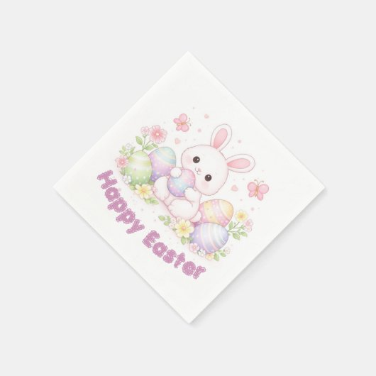Happy Easter Spring Design - Cute Easter Bunny  Serviette (Ecke)