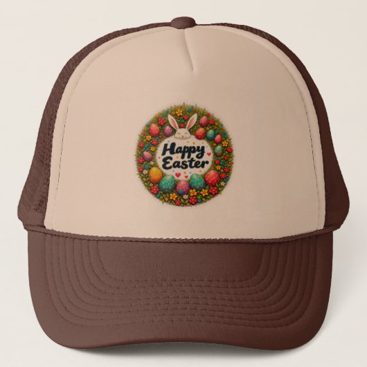 Happy Easter – Spring Floral Circle boné Truckerkappe (Vorderseite)