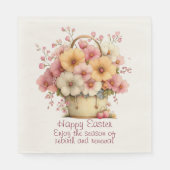 Happy Easter Spring Pink and Yellow Flowers Serviette (Vorderseite)