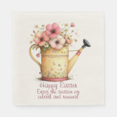 Happy Easter Spring Pink and Yellow Flowers Serviette (Vorderseite)
