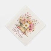 Happy Easter Spring Pink and Yellow Flowers Serviette (Ecke)