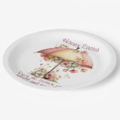 Happy Easter Spring Pink and Yellow Flowers Umbrel Pappteller (Schrägansicht)