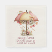 Happy Easter Spring Pink and Yellow Flowers Umbrel Serviette (Vorderseite)
