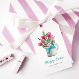 Happy Easter Spring Tulip Blue Ribbon individuell  Geschenkanhänger
