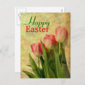 Happy Easter Spring Tulips Postkarten (Vorne/Hinten)