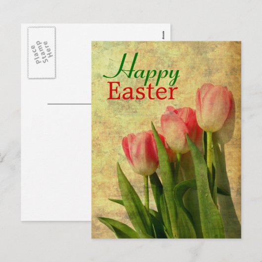 Happy Easter Spring Tulips Postkarten (Vorne/Hinten)