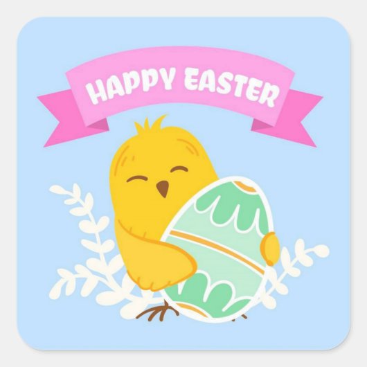 Happy Easter Square Sticker (Vorderseite)