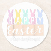 Happy Easter Stone Untersetzer| Lover Stone Unters Runder Pappuntersetzer (Vorderseite)